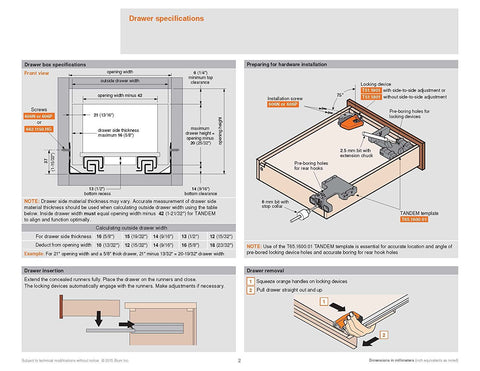 Depth-adjustment holes on Blum Tandem support flexible mounting depth