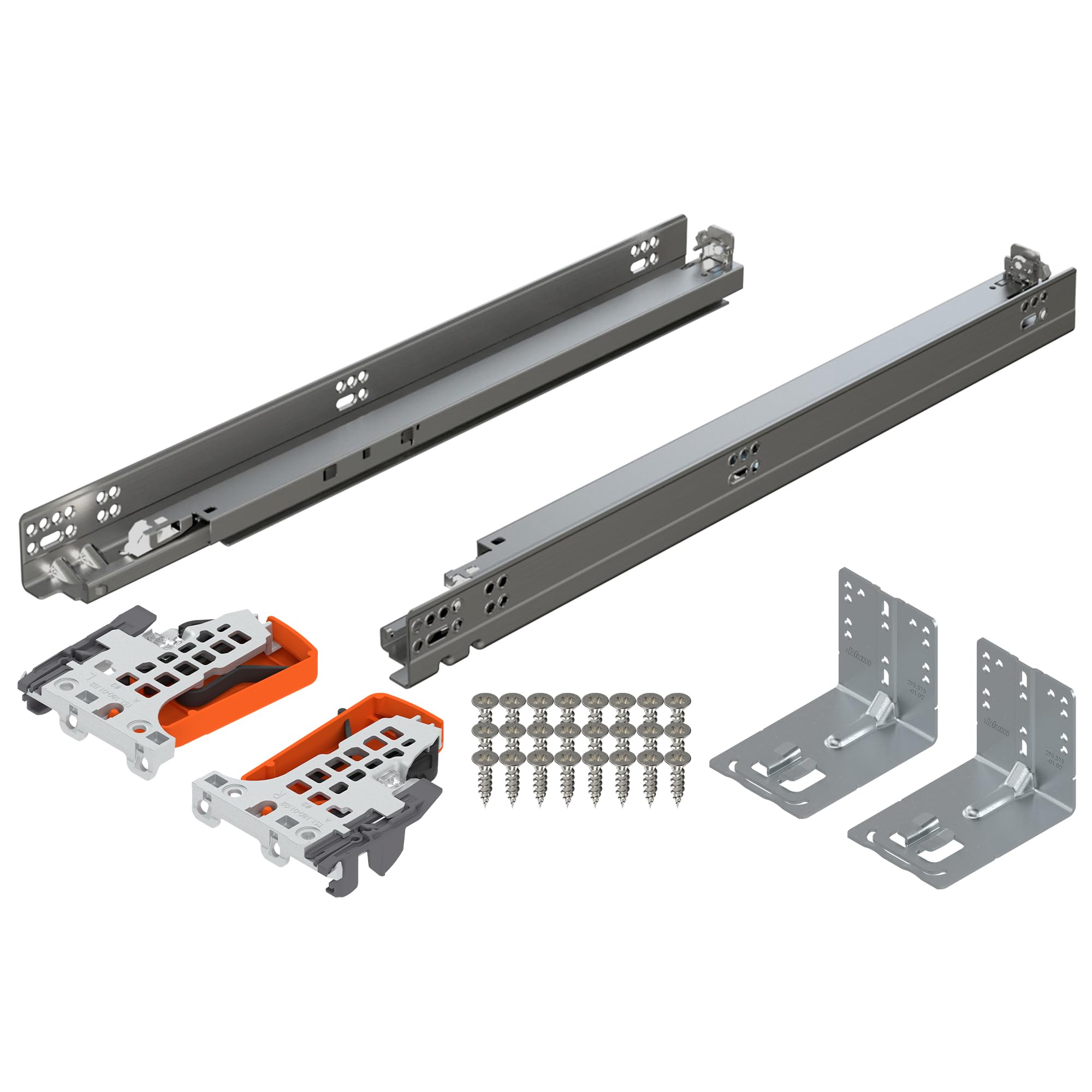 Blum Tandem Plus 100 lb load capacity supports heavy drawers.