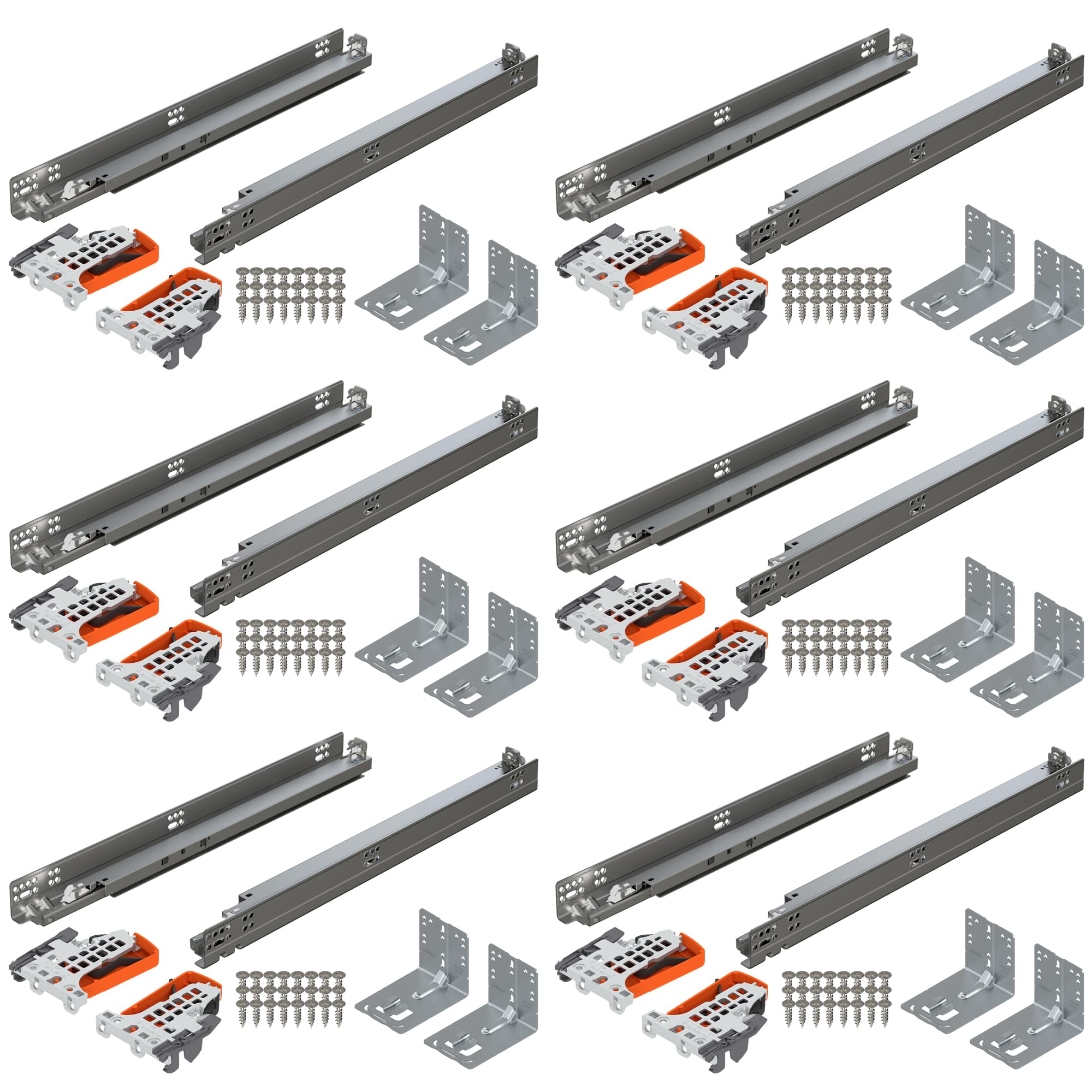 Blum Tandem Plus BLUMOTION concealed under-mount runners provide smooth, silent 21-inch extension.