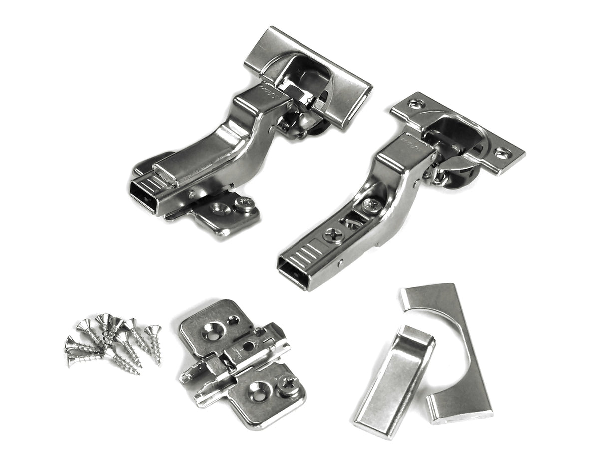 Blum Clip Top BLUMOTION hinges provide smooth 110-degree closing for frameless cabinets