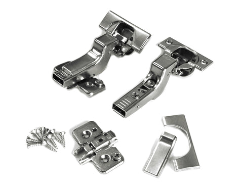 Blum Clip Top BLUMOTION hinges provide smooth 110-degree closing for frameless cabinets