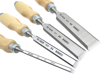 BLUSTEELE Narex Cr-Mn steel blades with Rc 59 hardness for durable edge.