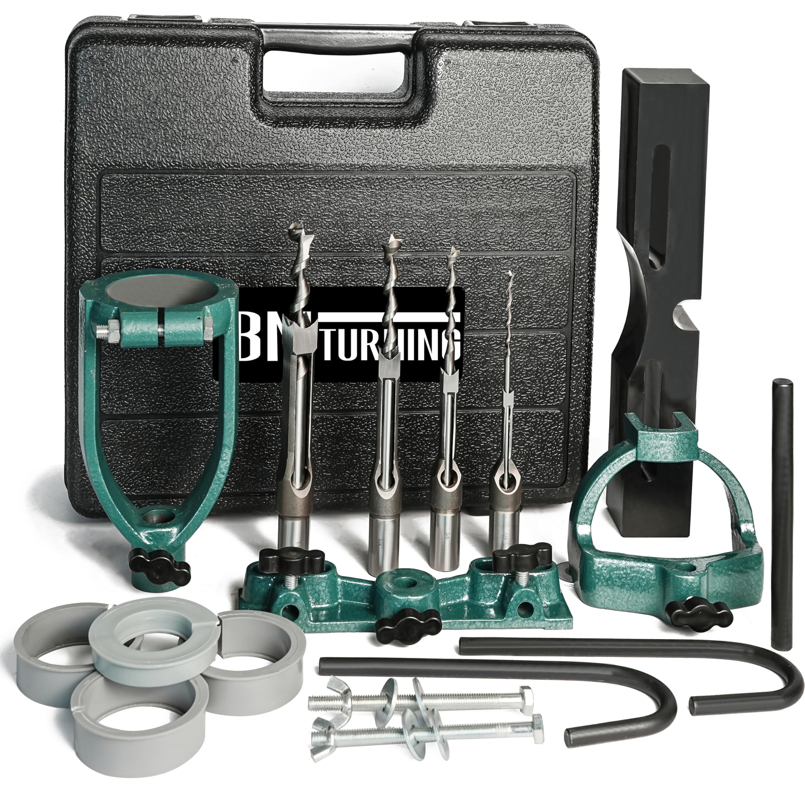 BMTURNING mortising attachment kit enables precise setup for mortises.