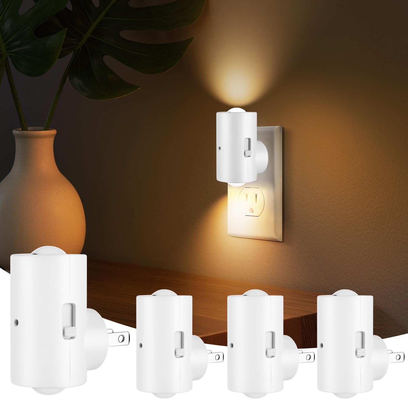 BMXKPO dimmable night light plugged into wall for subtle hallway illumination