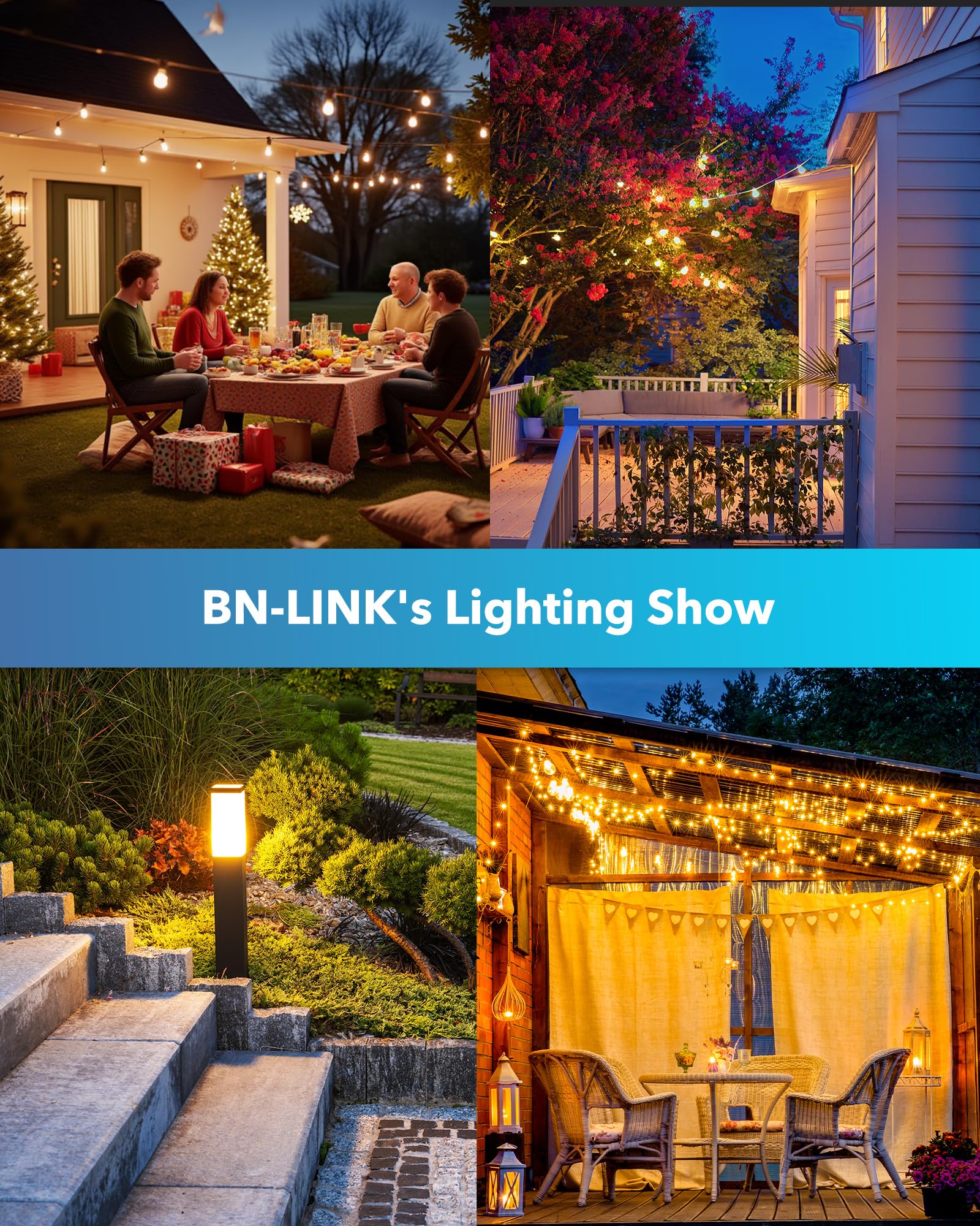BN-LINK 3-mode selector enables manual, auto, or sunset lighting.