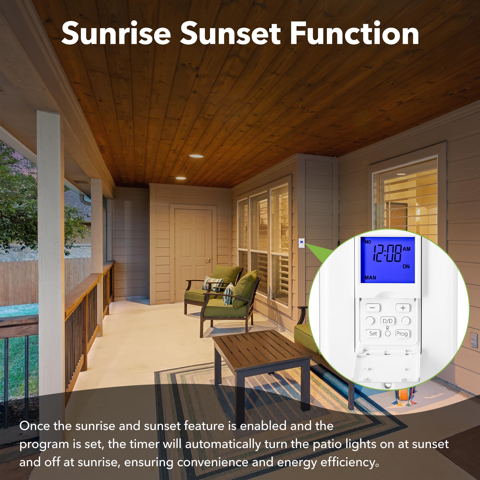 BN-LINK astronomical timer dial and display for easy schedule setup