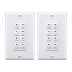 BN-LINK countdown timer wall switch front view with six presets for effortless exhaust fan control.