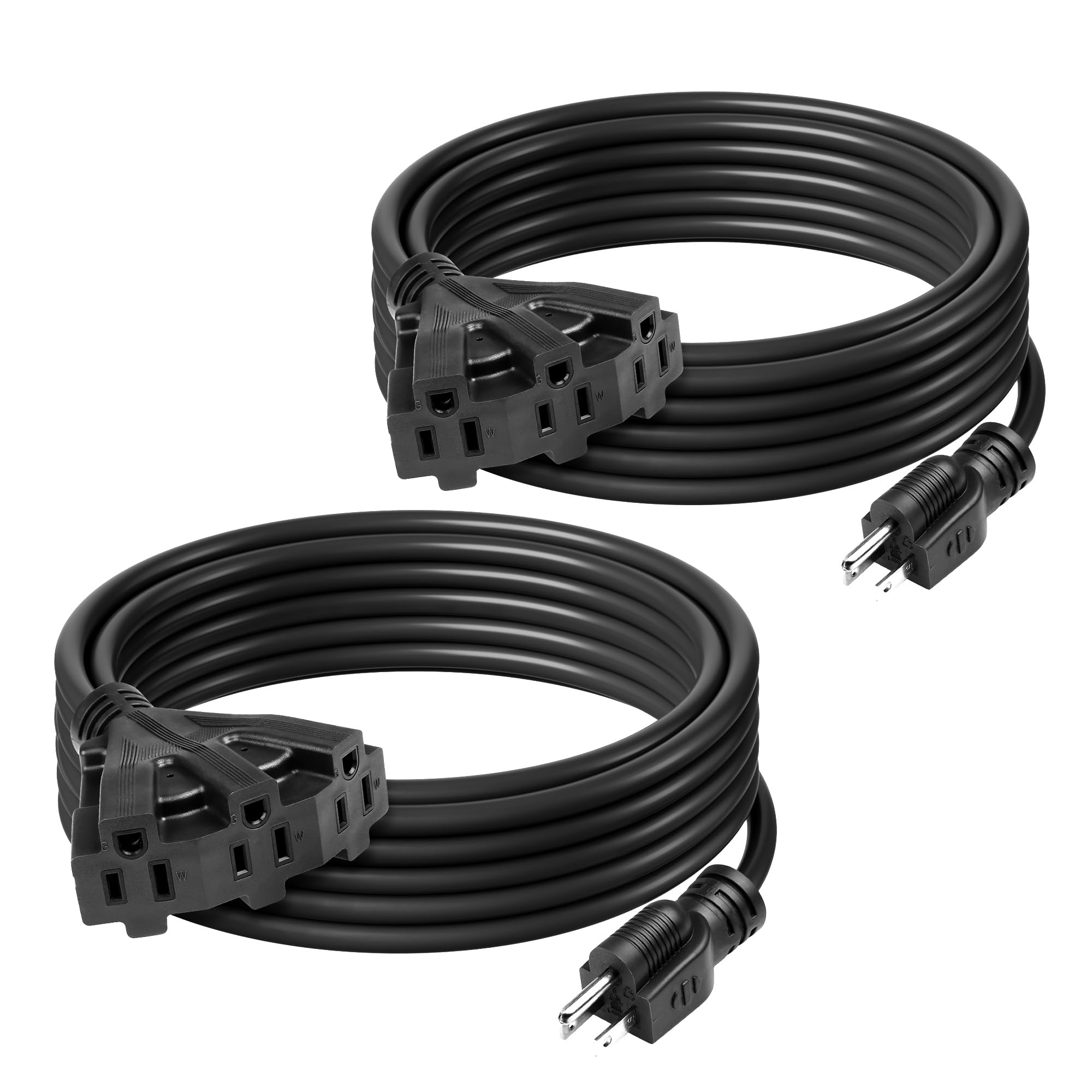 BN-LINK outdoor extension cord with three outlets, 25ft, ready for holiday lights.