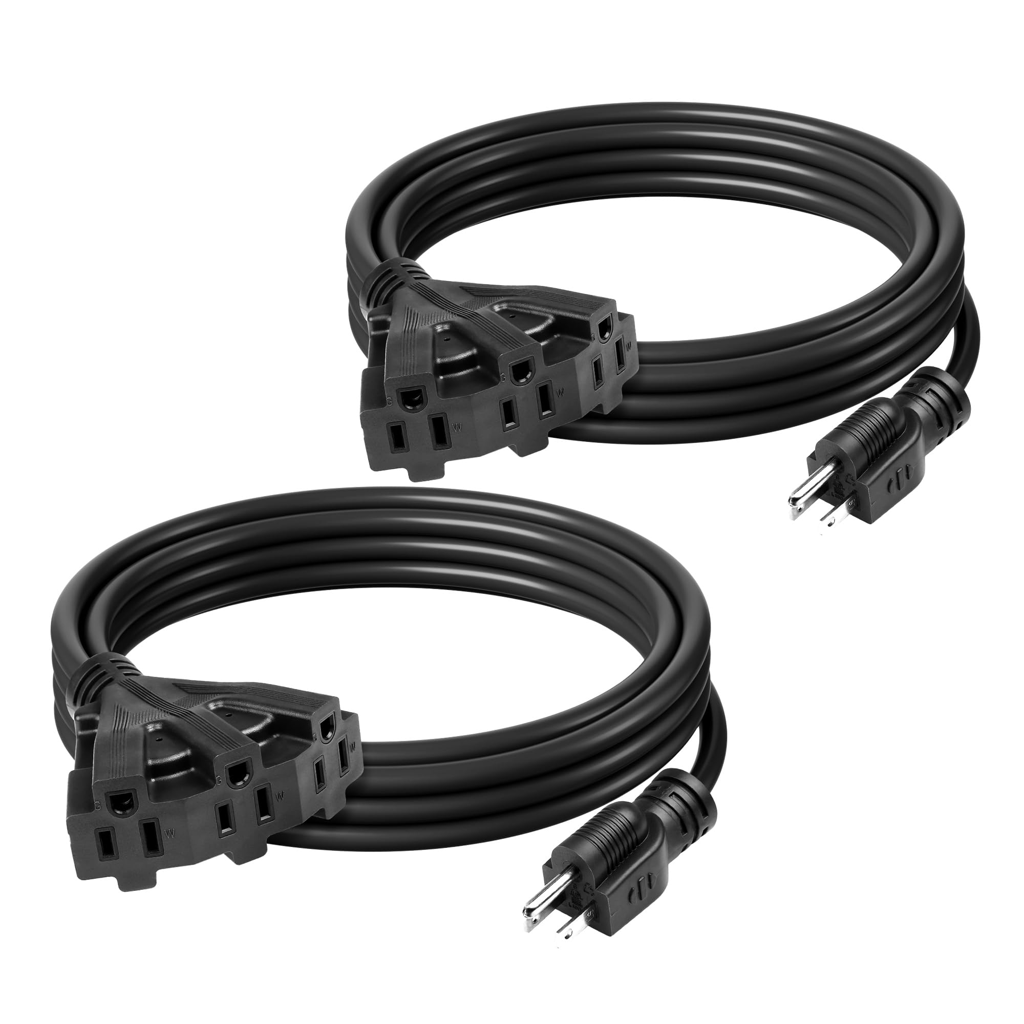 BN-LINK outdoor extension cord with three outlets, 10 ft, black, ideal for multiple devices.