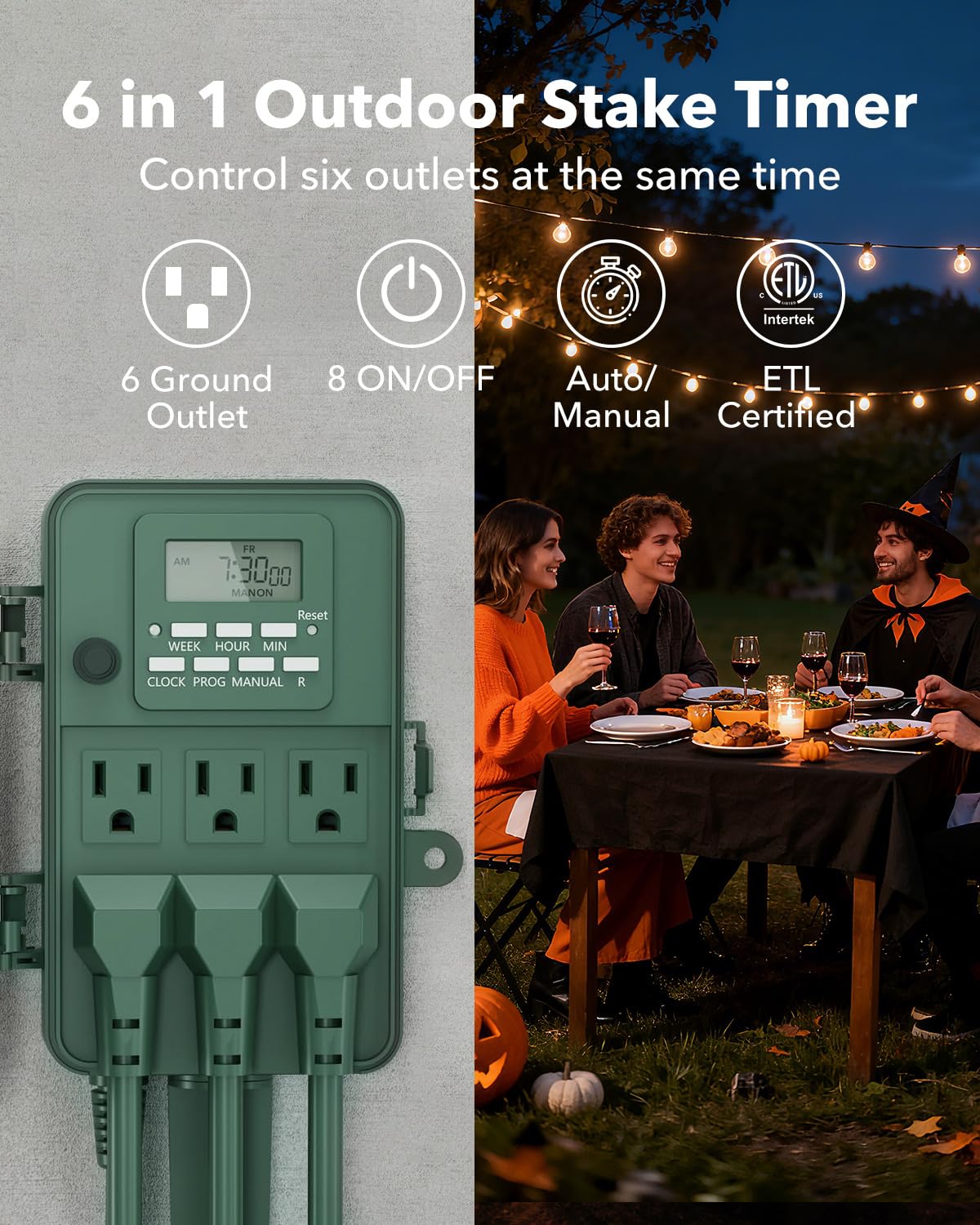 BN-LINK Outdoor Power Stake six foot cord provides flexible outdoor placement