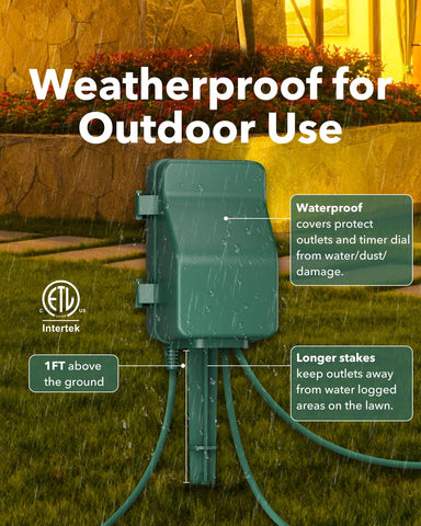 BN-LINK Outdoor Power Stake weatherproof cover protects against rain and dust