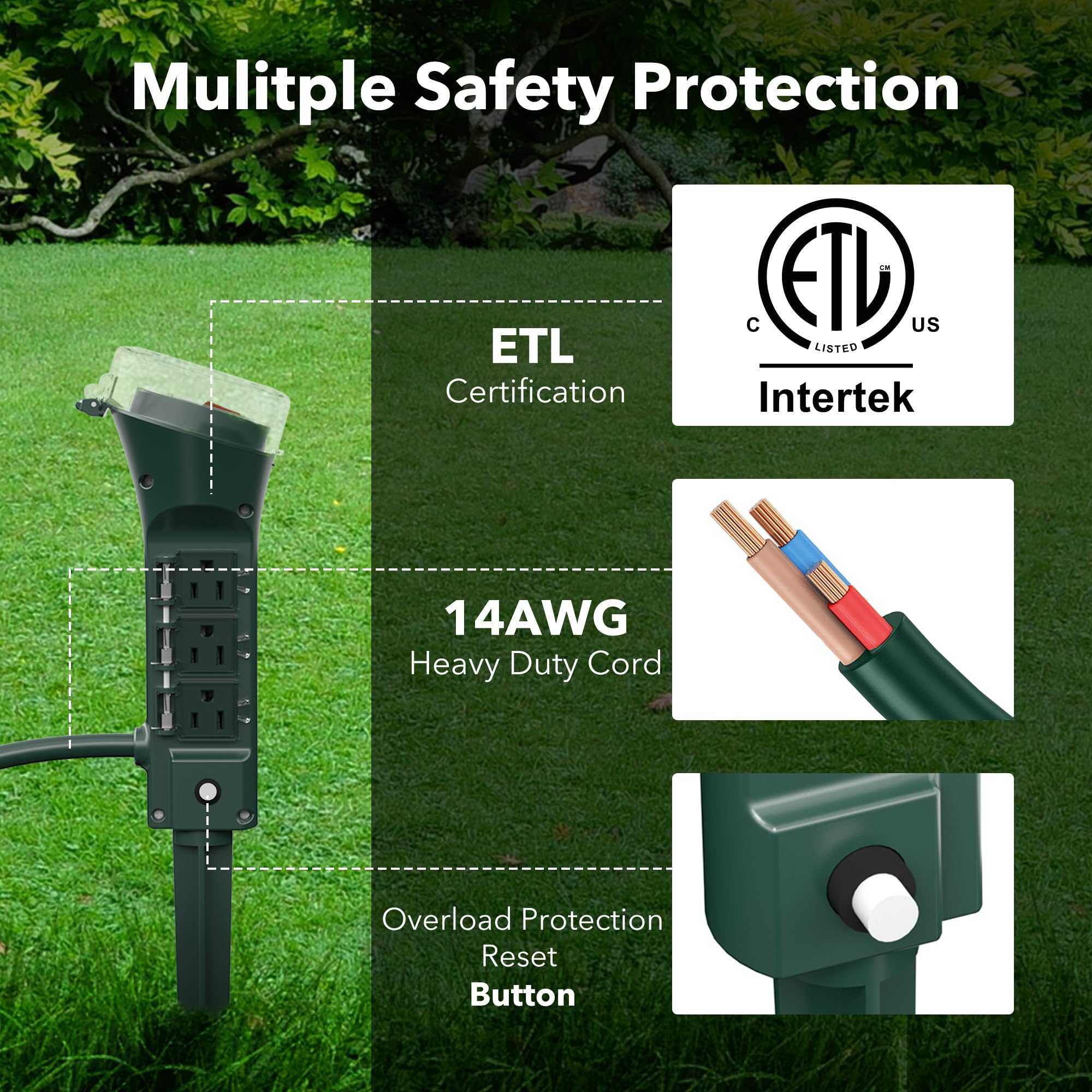 BN-LINK stake installed easily by ground placement in garden