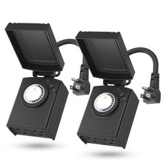 BN-LINK outdoor timer with dual outlets for simultaneous device control.