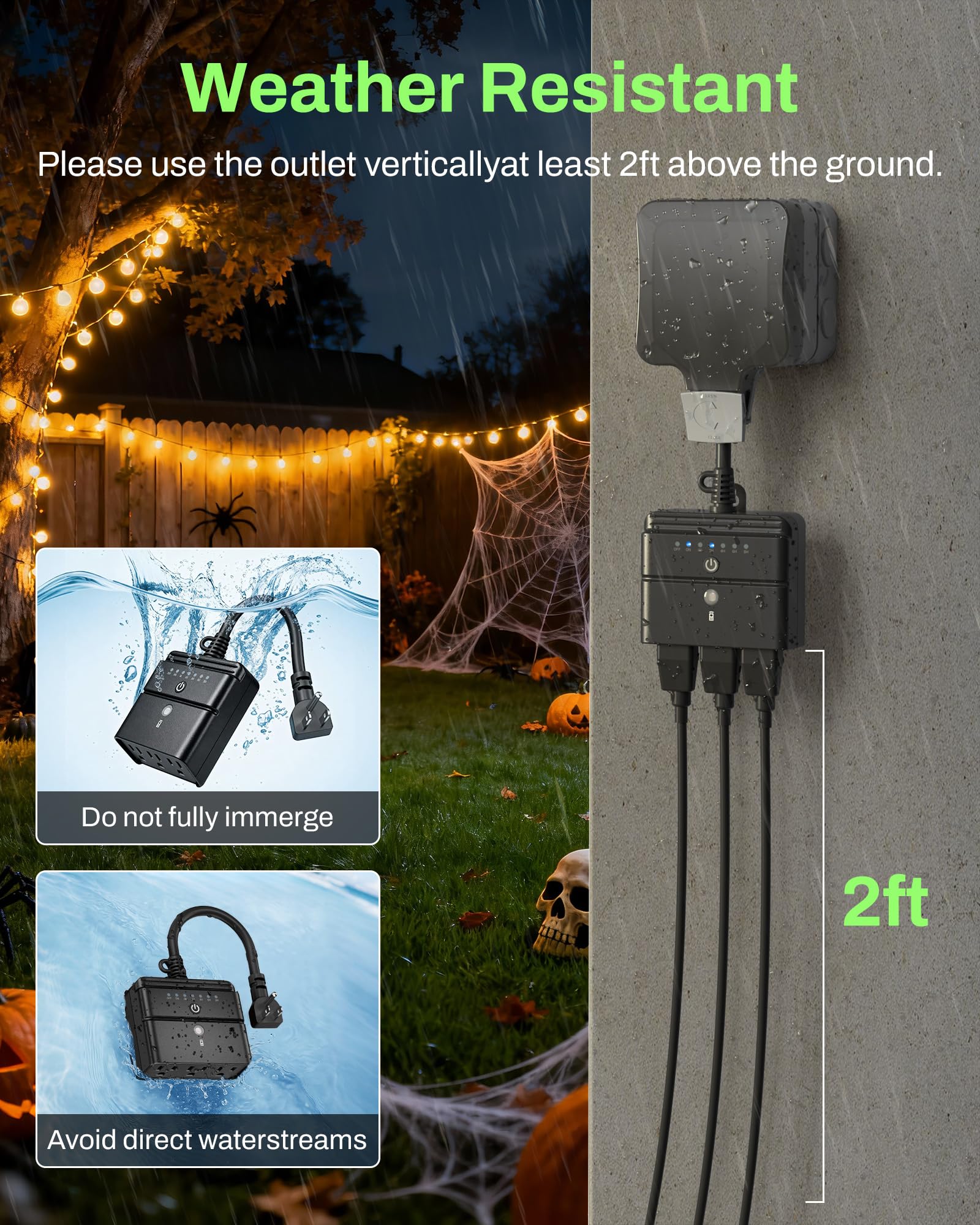 BN-LINK plug-in timer enables quick outdoor setup for lighting.