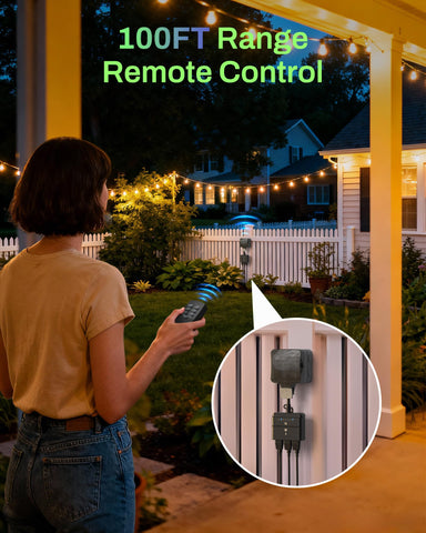 BN-LINK remote RF timer covers up to 100 ft for easy control.