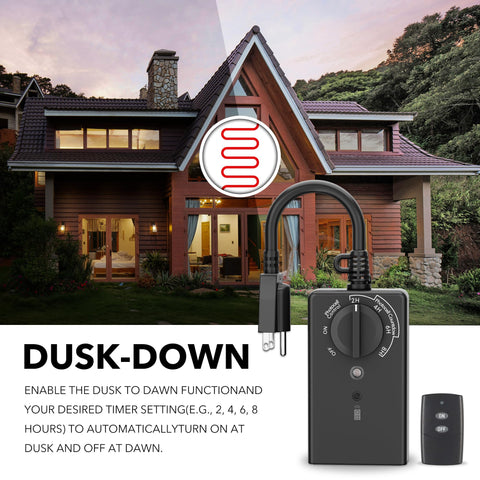 BN-LINK two-outlet timer powers multiple exterior fixtures from a single unit.