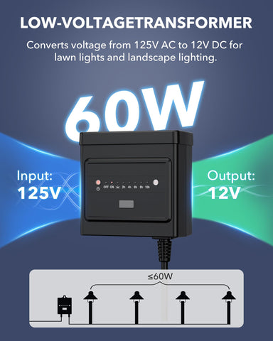 BN-LINK transformer close-up showing photocell and countdown timer features.