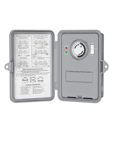 BN-LINK pool timer box outdoor housing shows rugged weatherproof cabinet.