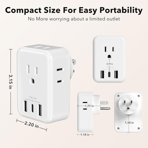 BN-LINK portable, lightweight outlet extender ideal for travel and on-the-go charging.