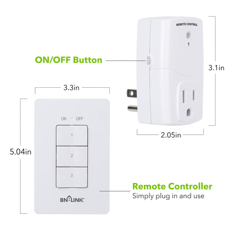 BN-LINK remote-control outlets ready for plug-and-play pairing.