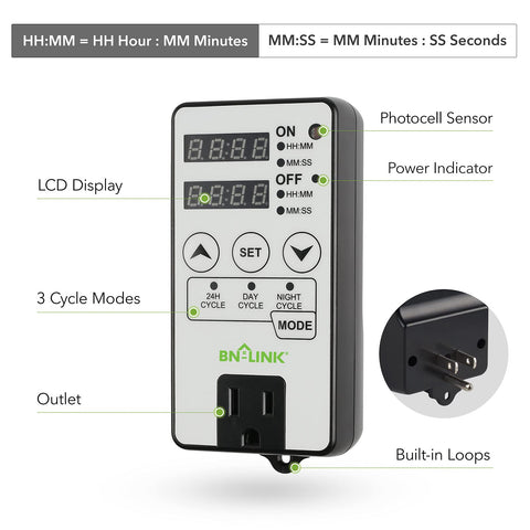 BN-LINK timer outlet ETL-listed rating ensures reliable safety