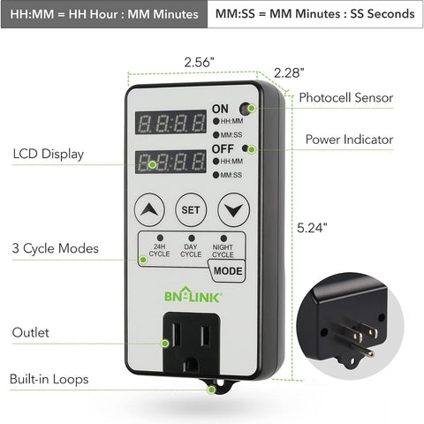 BN-LINK timer outlet programming wheel allows intuitive on/off interval setup