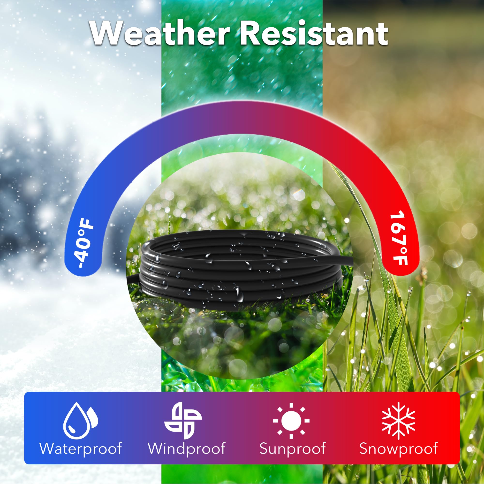 BN-LINK weather-resistant cord withstands rain and snow while performing outdoors