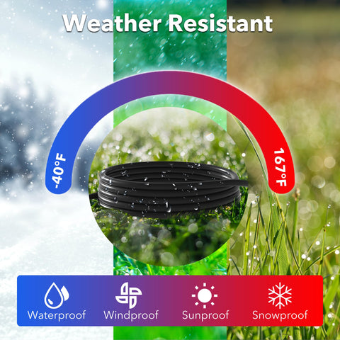 BN-LINK weather-resistant cord withstands rain and snow while performing outdoors