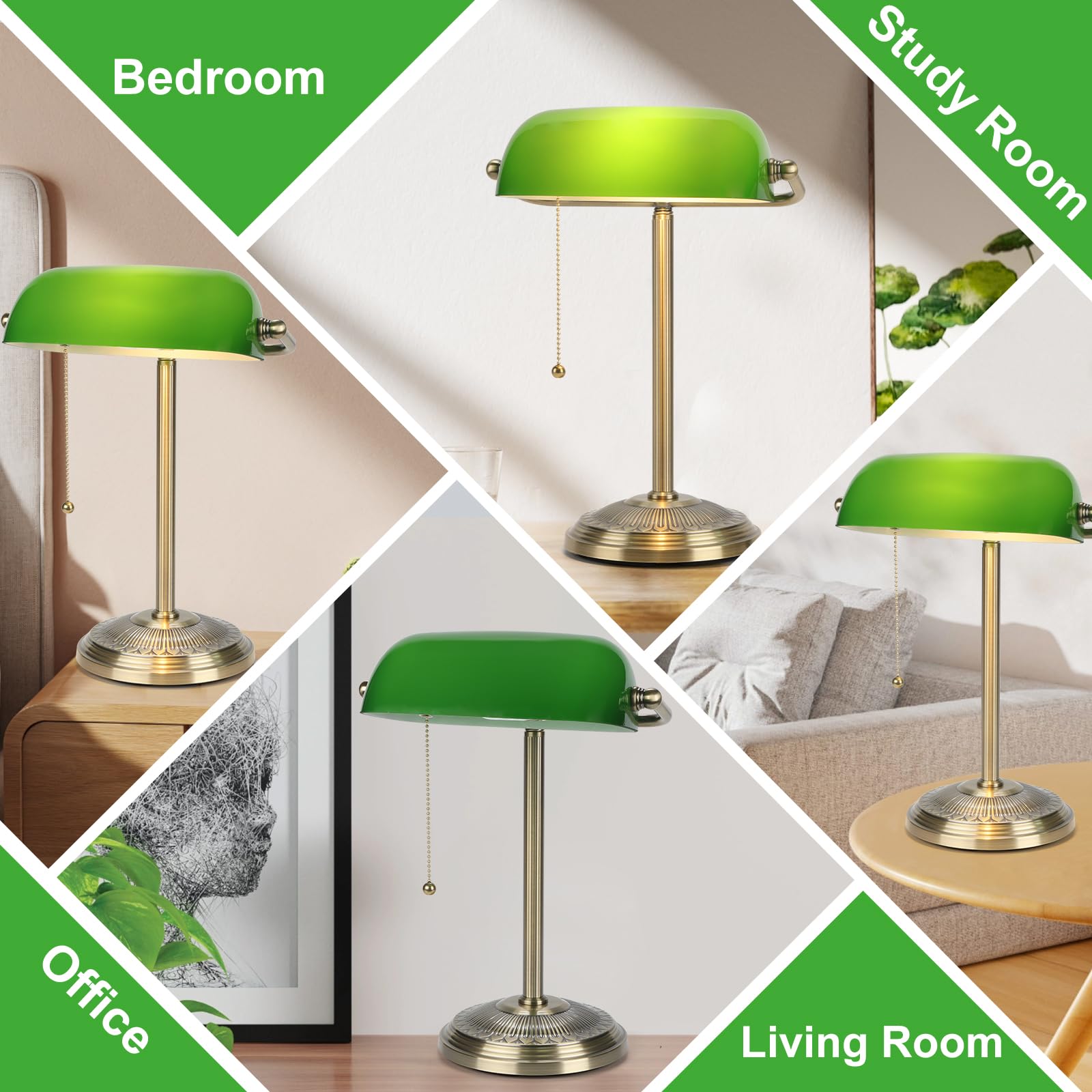 BNYFDC Bankers Lamp green glass shade enhances classic decor