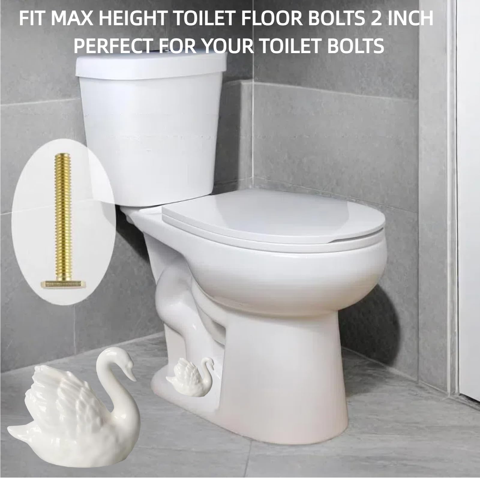 Bnrkmeb White Swan bolt cap installed on a standard toilet
