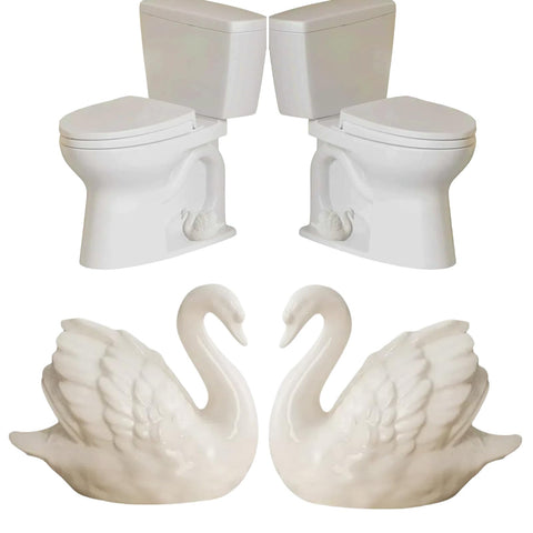 Bnrkmeb White Swan toilet bolt cap top view adds decorative charm