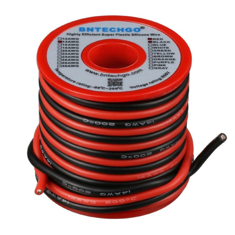 BNTECHGO 14 AWG silicone wire black spool for clean color coding