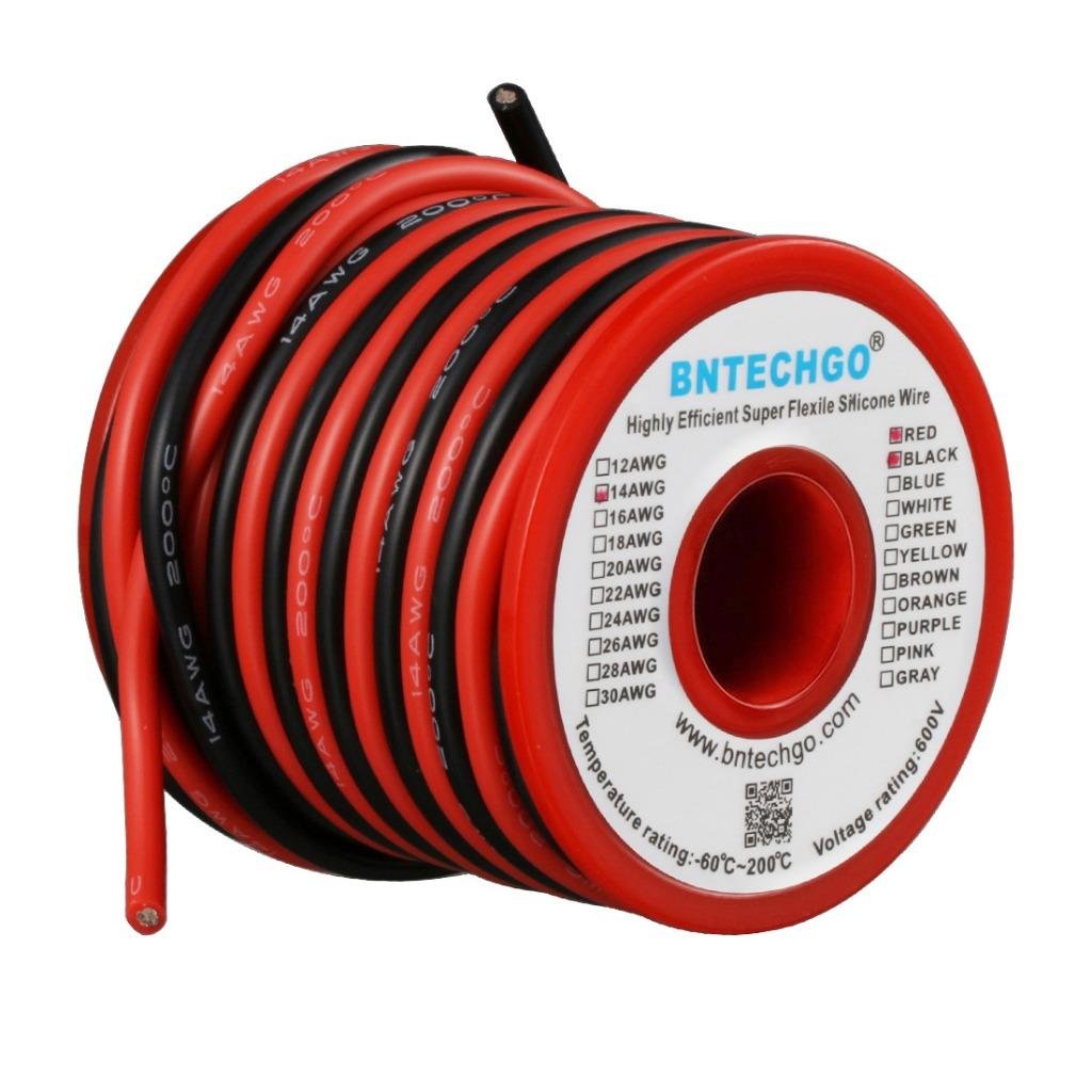 BNTECHGO 14 AWG silicone wire red spool for flexible model wiring