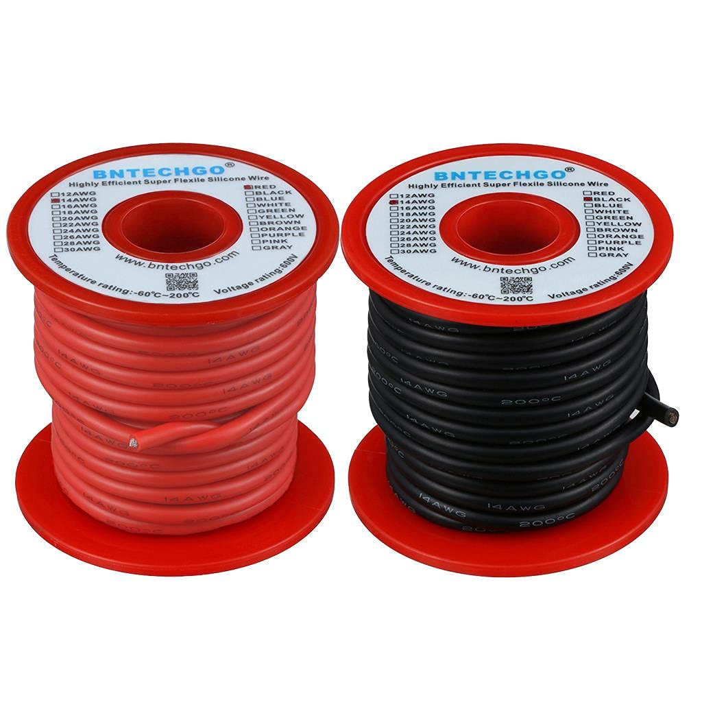 BNTECHGO 14 AWG silicone wire red spool for model wiring and solderability