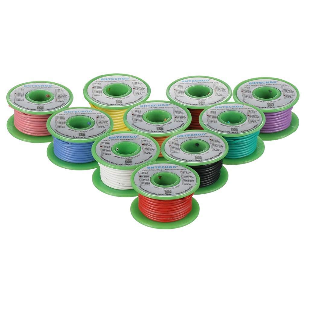 BNTECHGO 18 AWG silicone wire red reel, easy soldering and quick color identification.