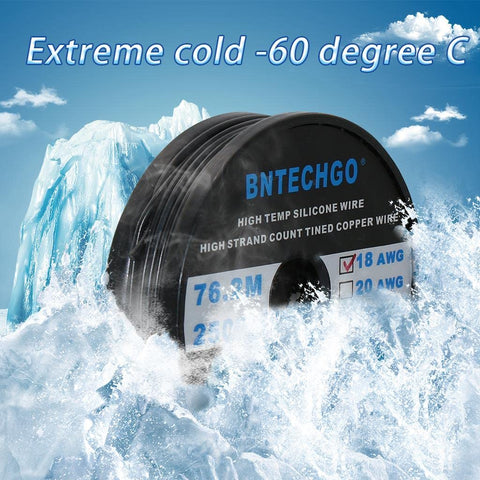 BNTECHGO 18 AWG silicone wire with 2.3 mm outer diameter for tight spaces.