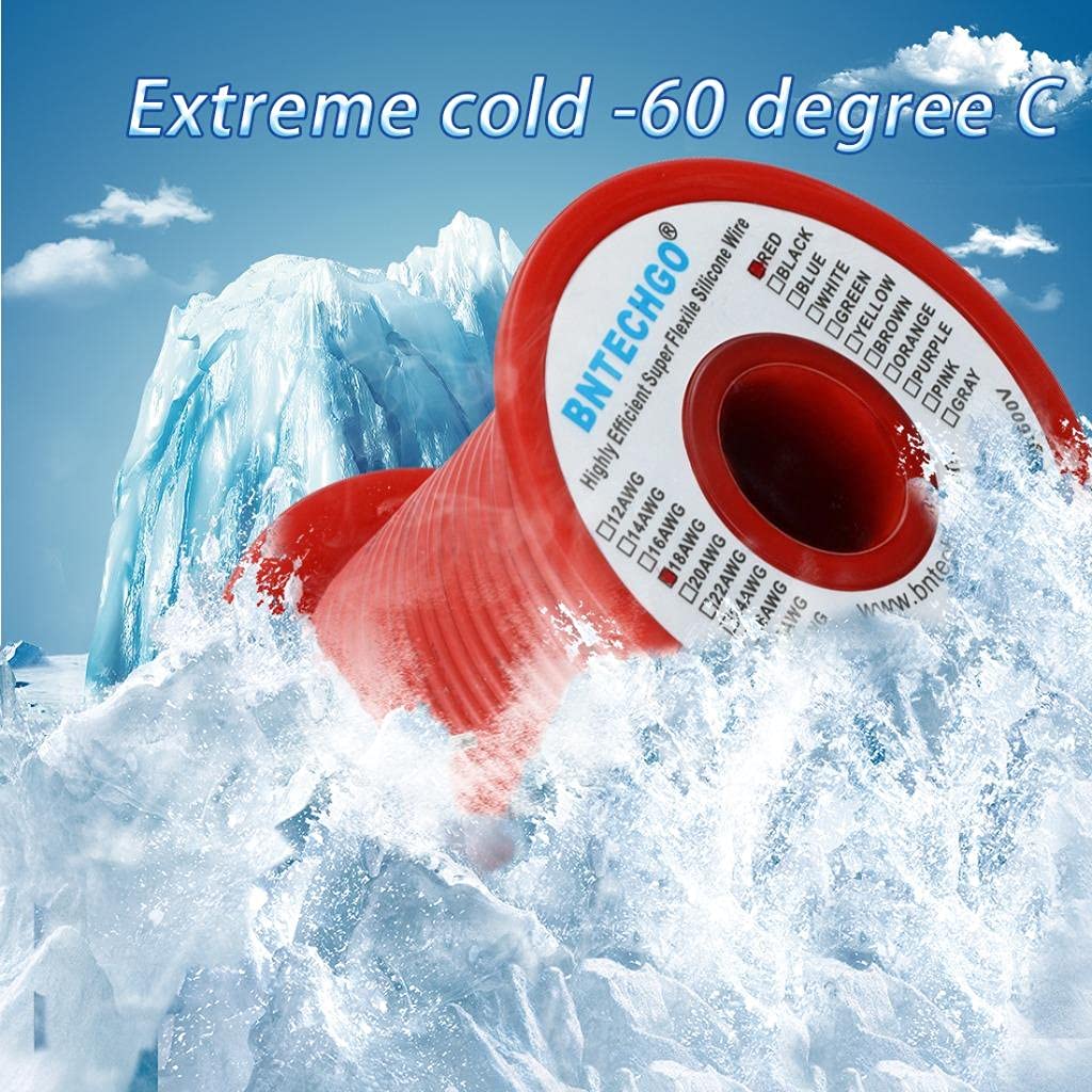 BNTECHGO silicone wire remains flexible in cold environments down to -60 C.