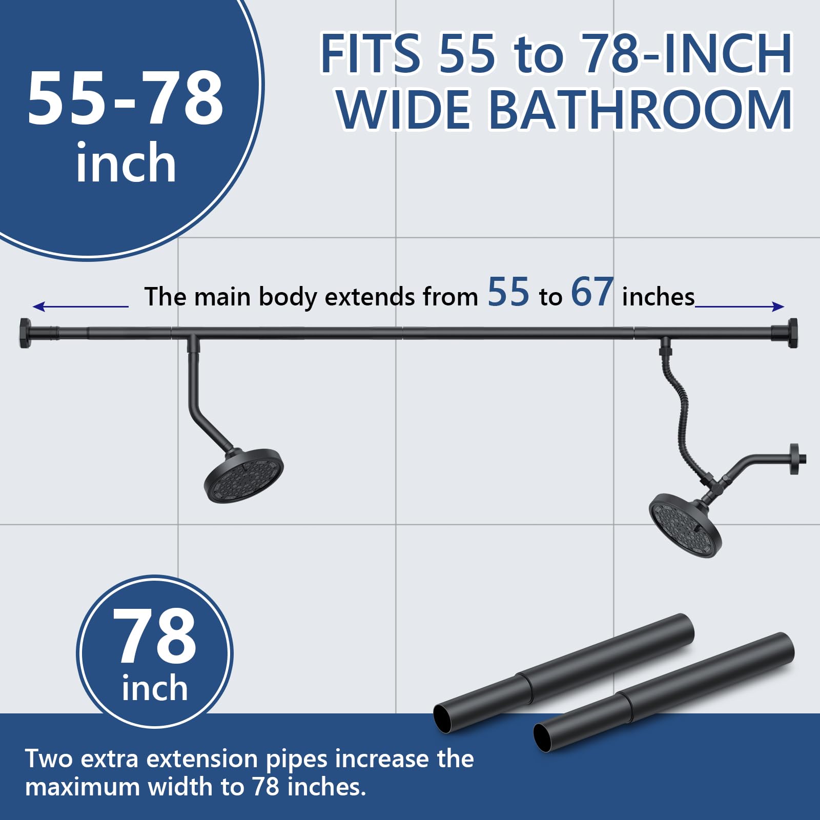 Bntuk dual shower head assembly enables quick setup for renters.