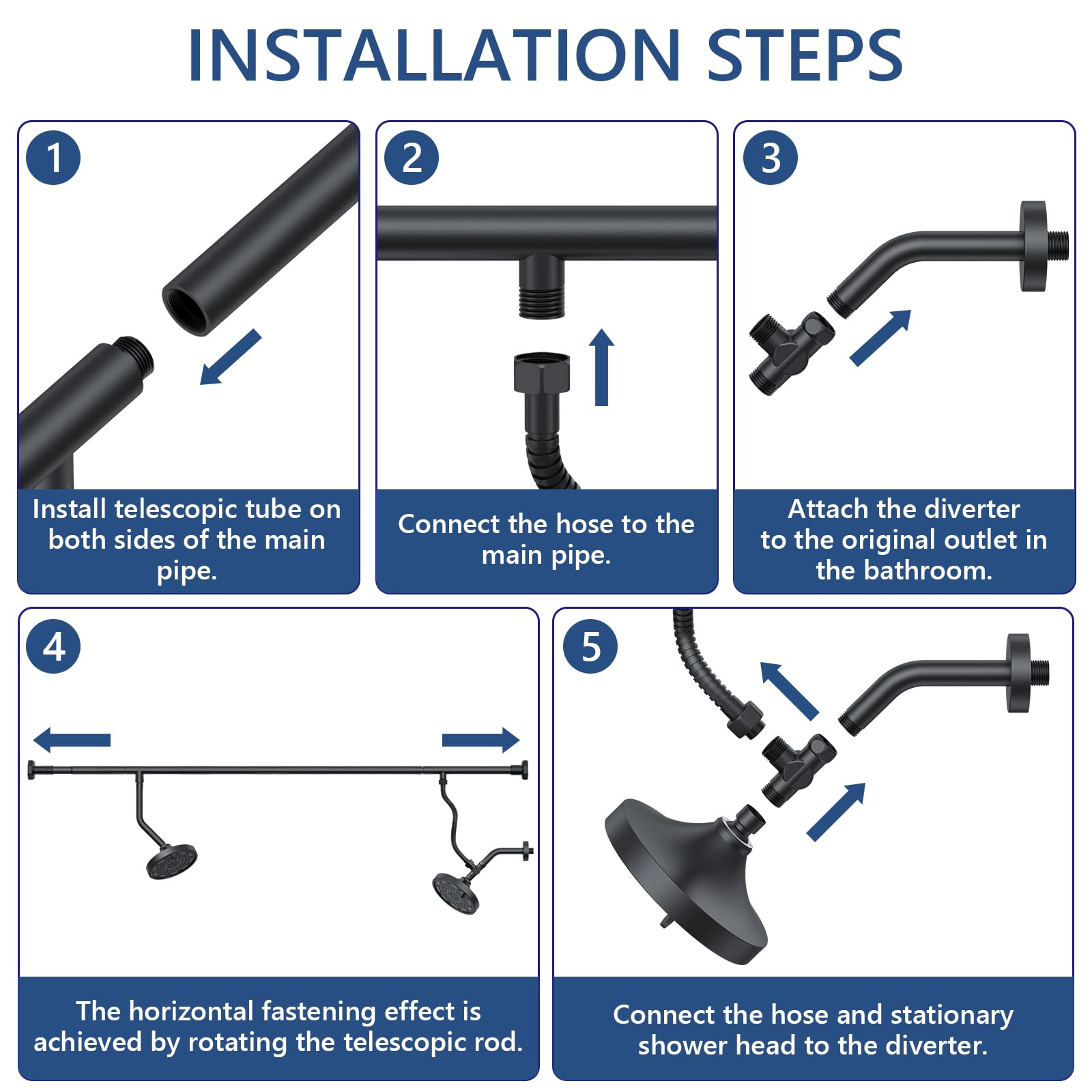 Bntuk high-pressure flow keeps both heads powerful for a spa-like rinse.