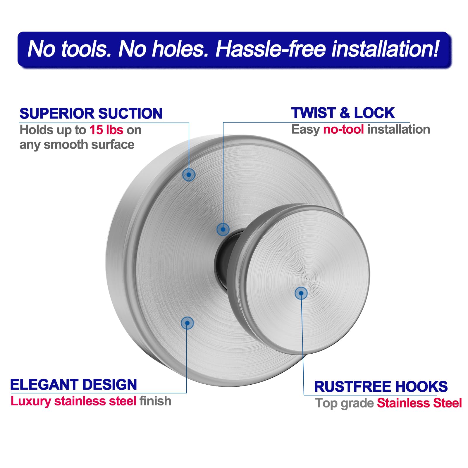 Bntuk suction cup hook on tiles provides reliable hold in steamy bathrooms.