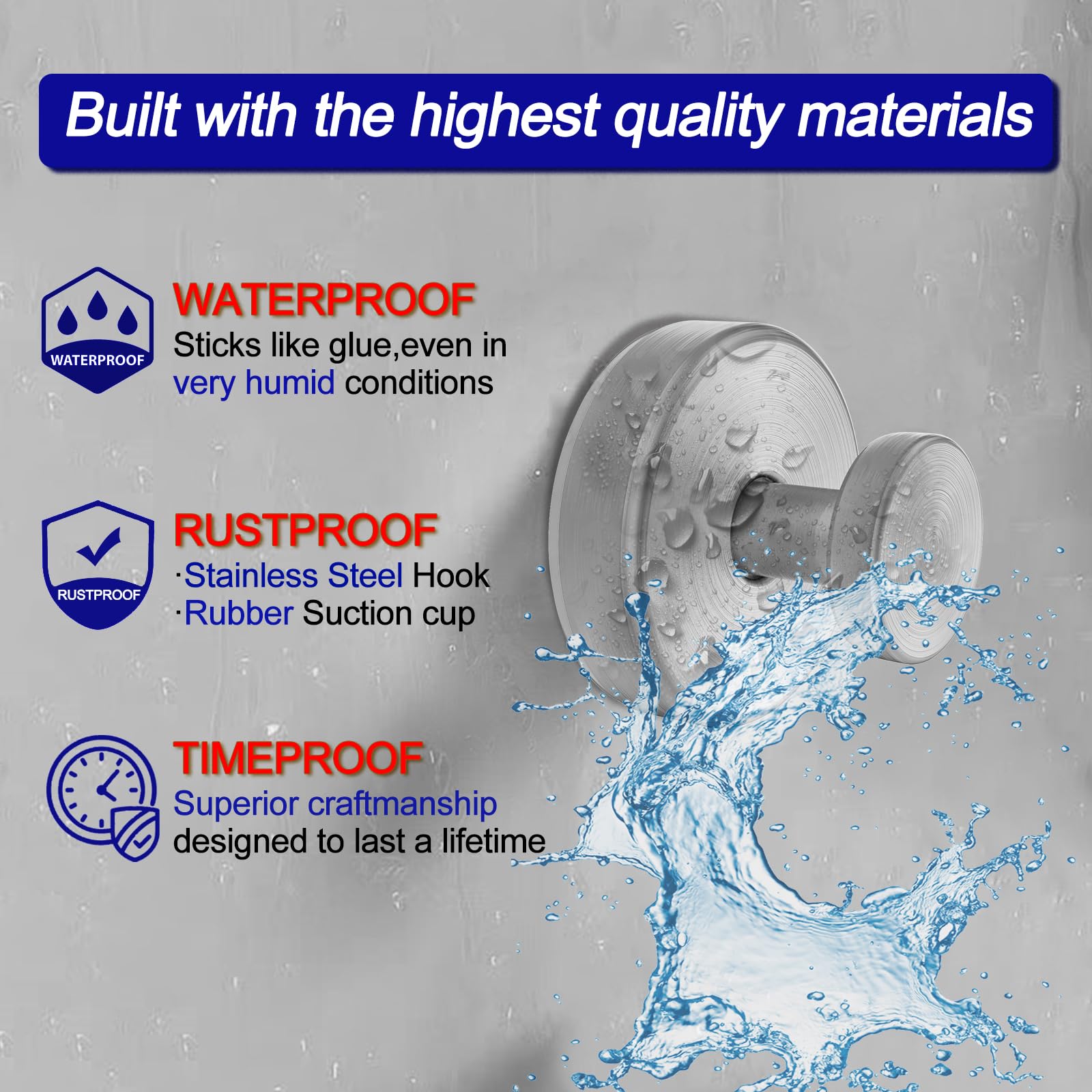 Bntuk suction cup hook on glass door offers drill-free organization.