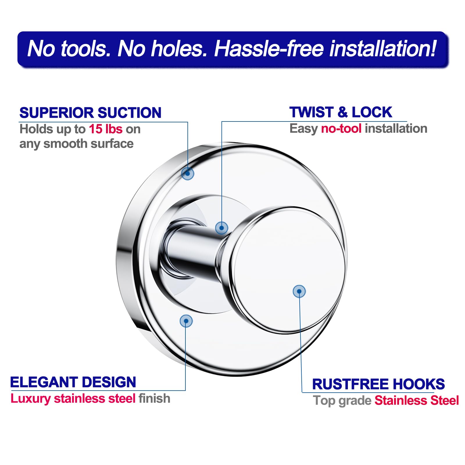 Bntuk bathroom hooks install in minutes on smooth surfaces