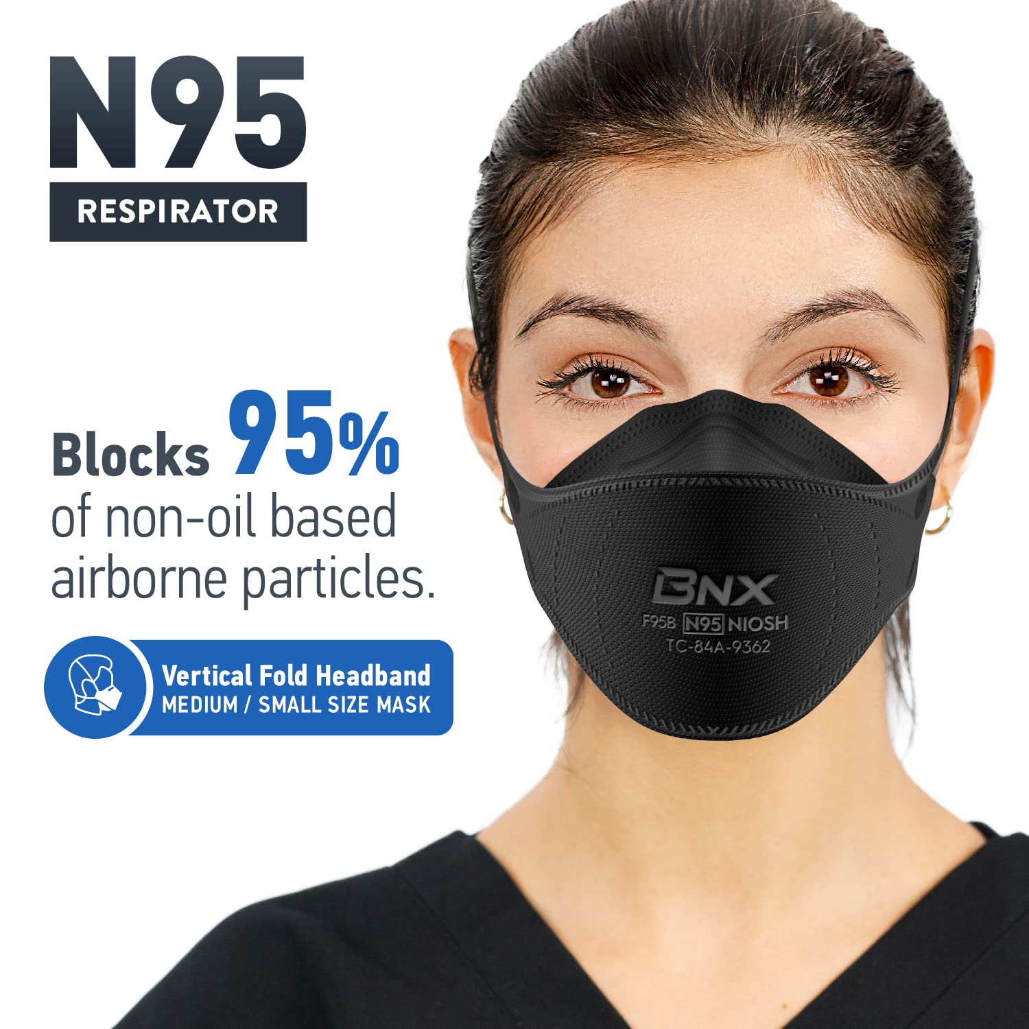 BNX N95 mask black 10-pack packaging suitable for teams.