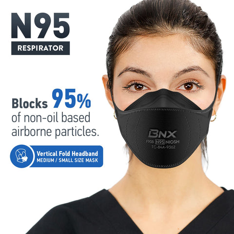 BNX N95 mask black 10-pack packaging suitable for teams.