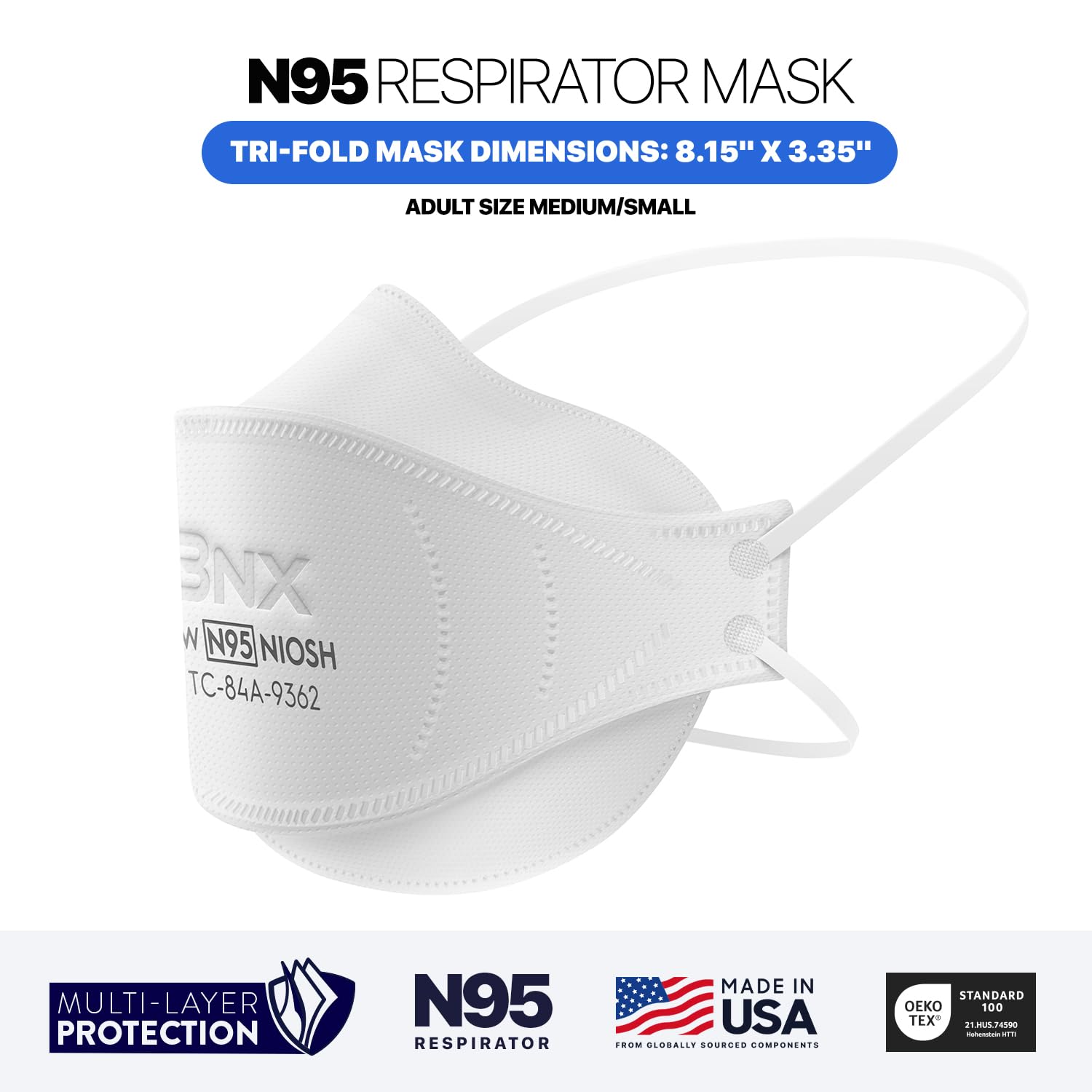 BNX N95 mask offers high breathability and comfortable wear during busy shifts.
