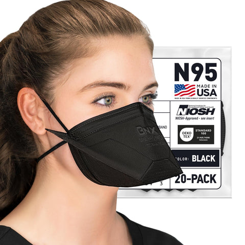 BNX N95 duckbill mask front view shows full face coverage and secure fit.