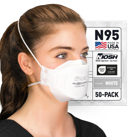 BNX N95 mask tri-fold for secure seal and comfortable all-day wear.