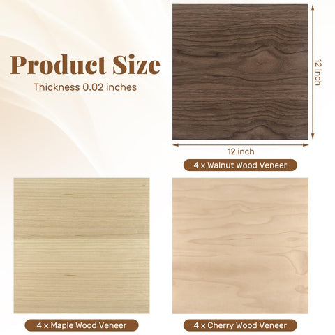 Boao real wood veneer set with three tones for versatile crafts
