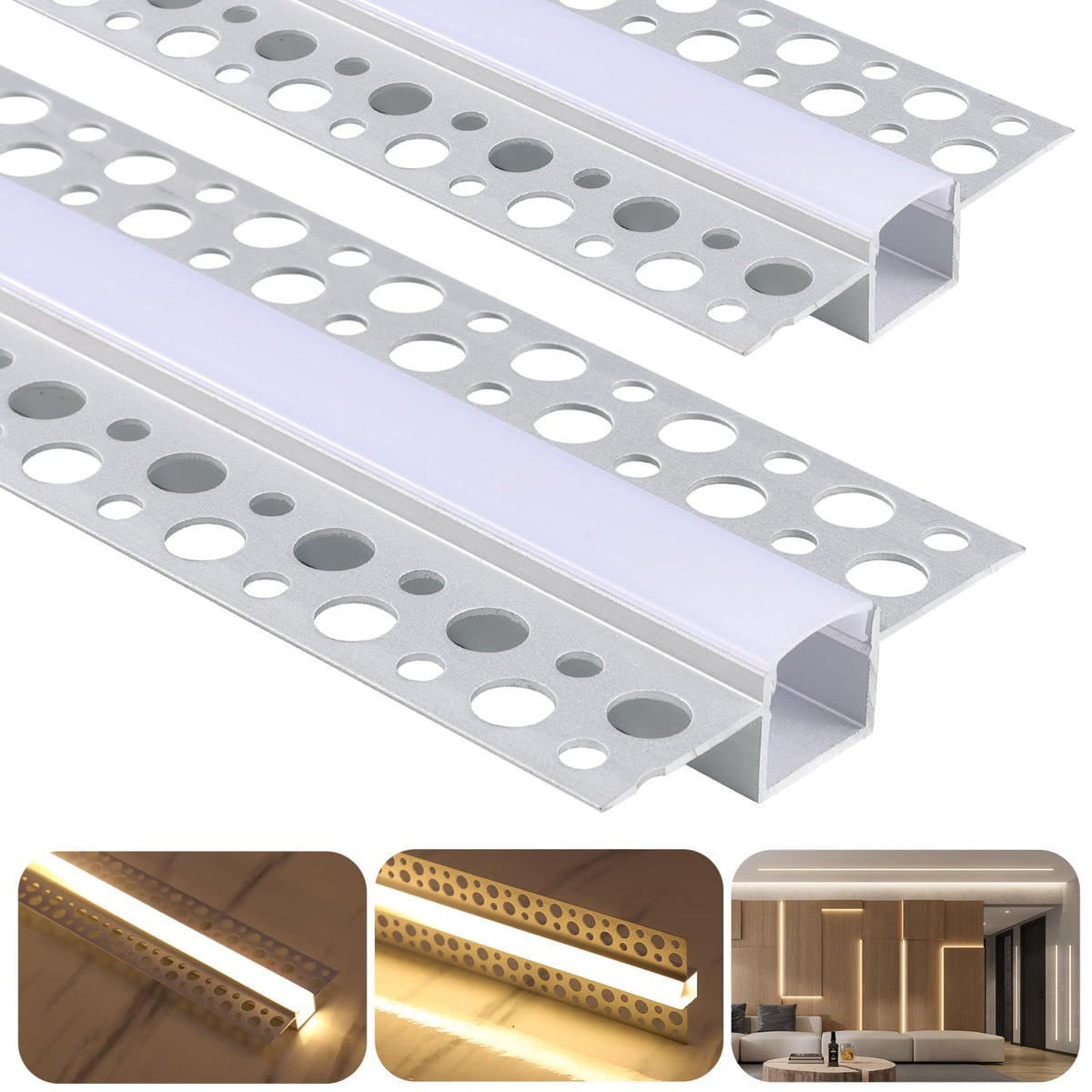 Boaskul plaster-in LED channel ready for seamless drywall integration and clean lines