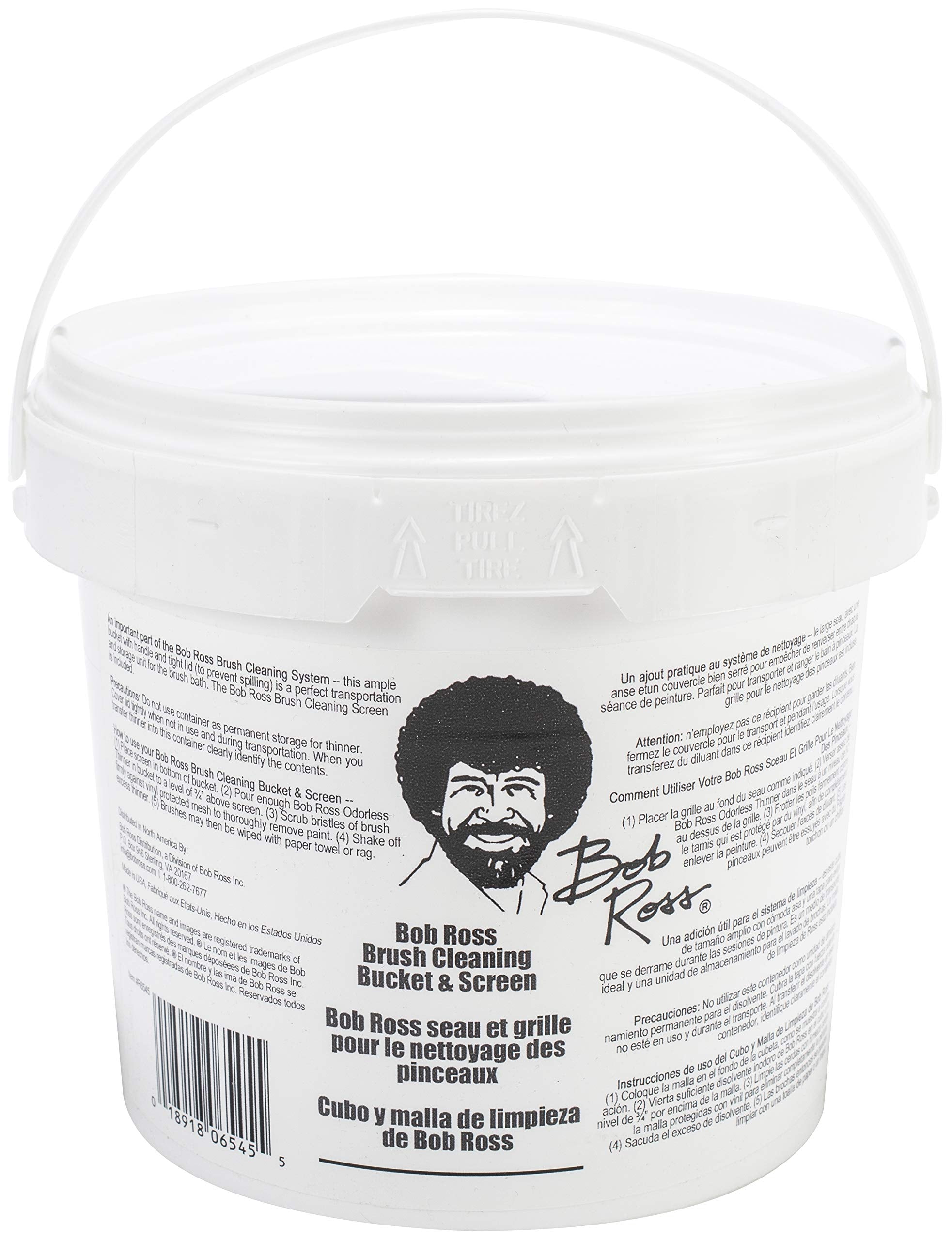 Bob Ross Cleaning Bucket with white lid enables spill-free transport during painting sessions.